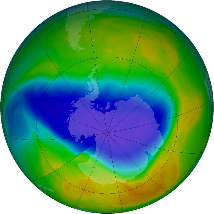 Antarctic ozone map for 28 October 2005